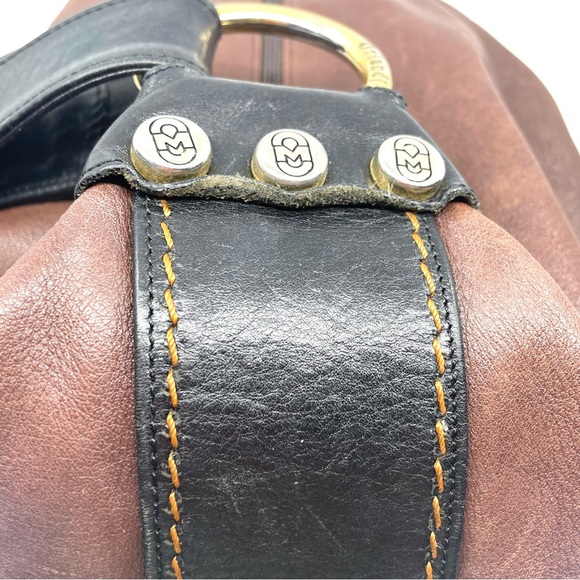 Marino Orlando Leather Brown With Black Trim Shoulder Sling Bag Adjustable Strap - Picture 6 of 8